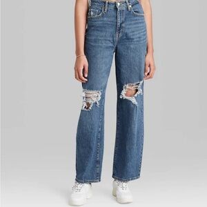 Wild Fable Super High Rise Women's Blue Distressed Jeans